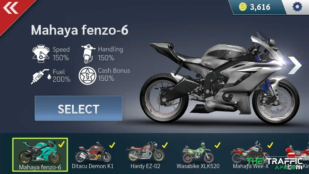 12 Motorbikes unlocked and Customization
